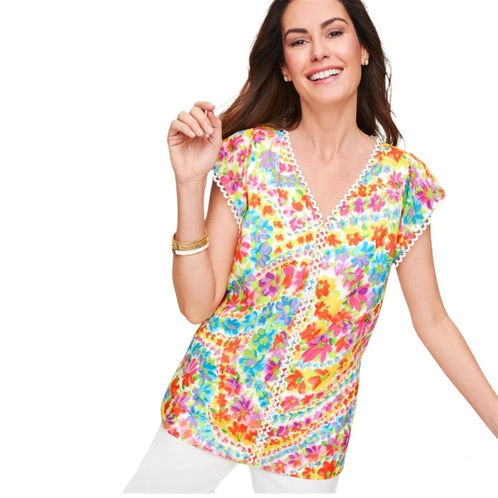 Talbots 100% Cotton Floral Top
